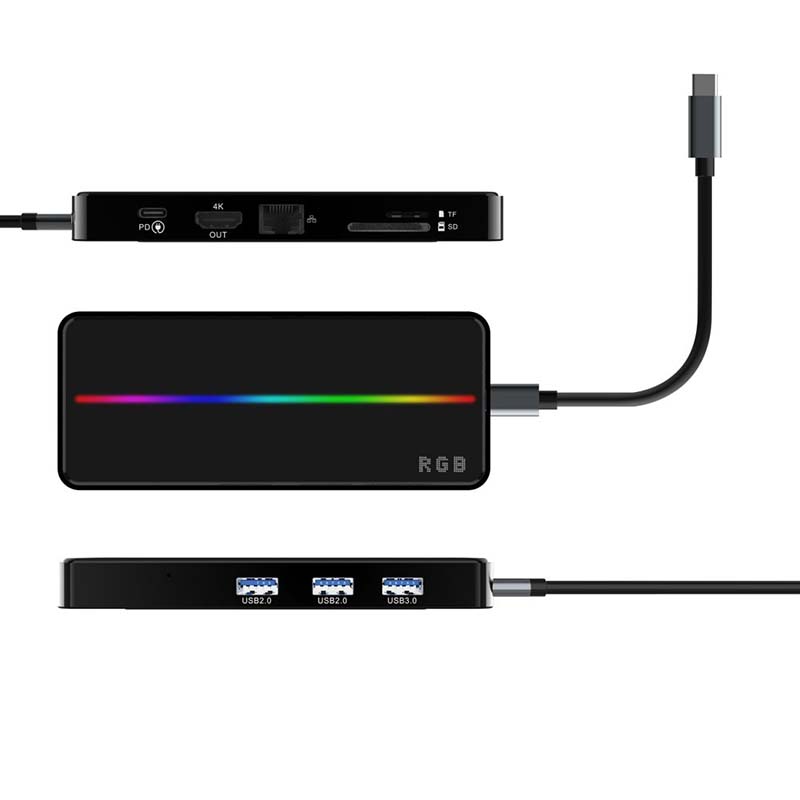 Mirabox OTG 8-in-1USB C Hub Dock with RGB