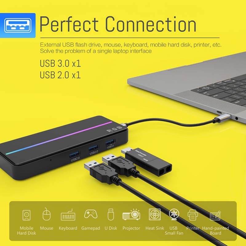 Mirabox OTG 8-in-1USB C Hub Dock with RGB