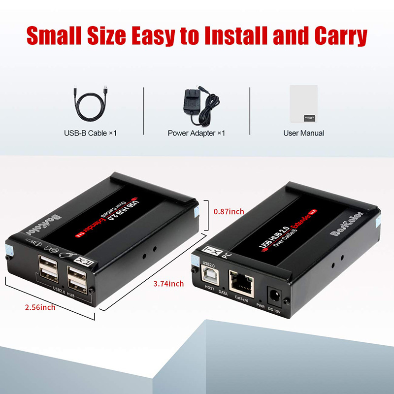 USB Extender 262ft(80m) Kit with 4 USB 2.0 Hub, USB Over Ethernet Cat5e/6/7 Extension