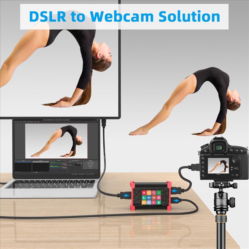 Full HD 1080P streaming video capture card, 60Fps video recording and live broadcast with LCD display Stream deck